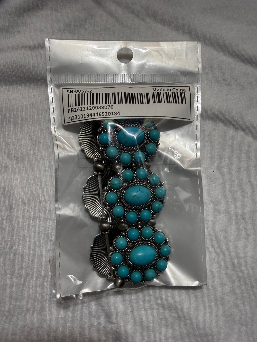 Turquoise Cluster Statement Bracelet - Silver Tone